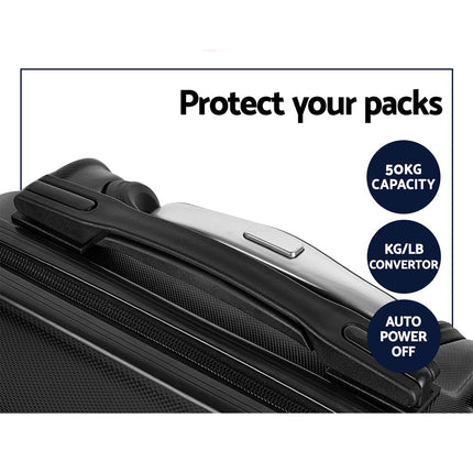 Wanderlite 2Set 20-28 Inch Luggage with TSA Lock Spinner Travel Suitcase Carry On Hard Shell Luggage Case Black.