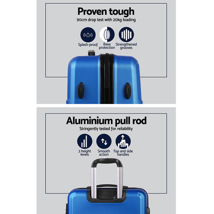 Wanderlite 20" 24" 28" Luggage with TSA Lock Spinner Travel Suitcase Carry On Hard Shell Luggage Case Blue.
