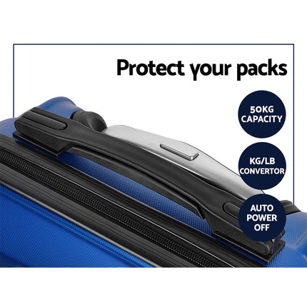 Wanderlite 20" 24" 28" Luggage with TSA Lock Spinner Travel Suitcase Carry On Hard Shell Luggage Case Blue.