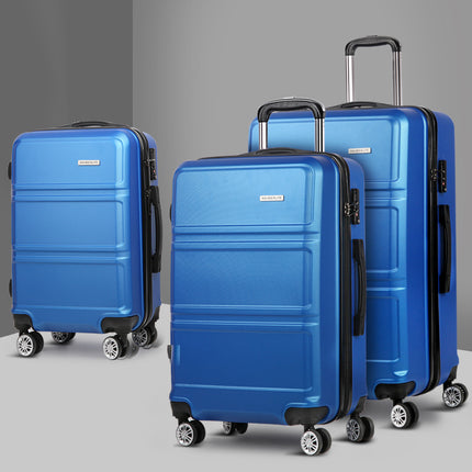 Wanderlite 20" 24" 28" Luggage with TSA Lock Spinner Travel Suitcase Carry On Hard Shell Luggage Case Blue.