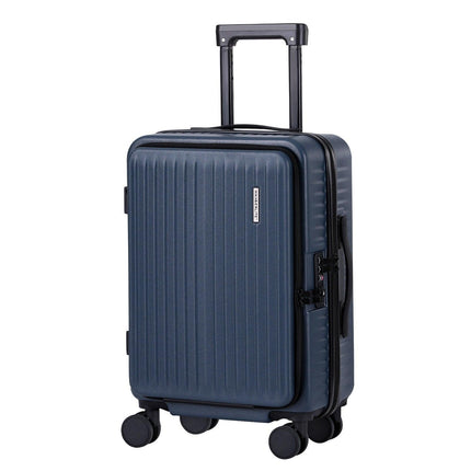 Wanderlite 20" Luggage Suitcase Front Pocket Travel Carry On Dual TSA Navy.
