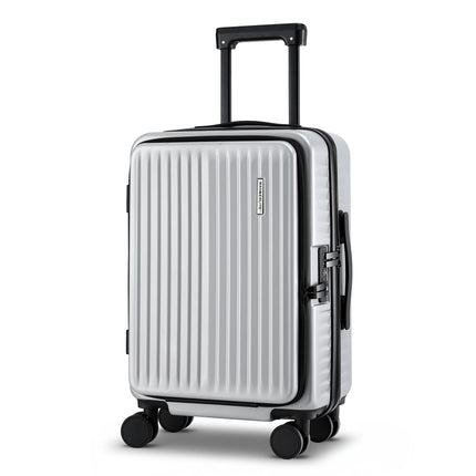 Wanderlite 20" Luggage Suitcase Front Pocket Travel Carry On Dual TSA Silver.