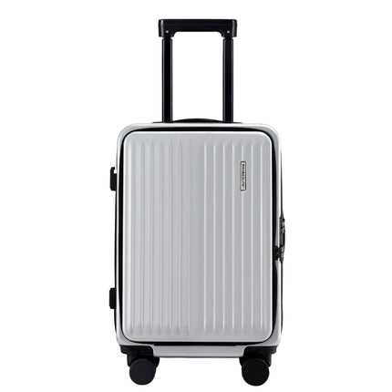 Wanderlite 20" Luggage Suitcase Front Pocket Travel Carry On Dual TSA Silver.