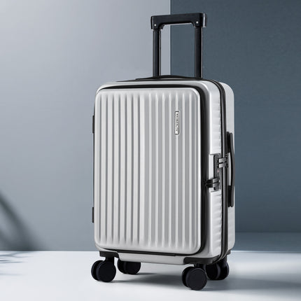 Wanderlite 20" Luggage Suitcase Front Pocket Travel Carry On Dual TSA Silver.