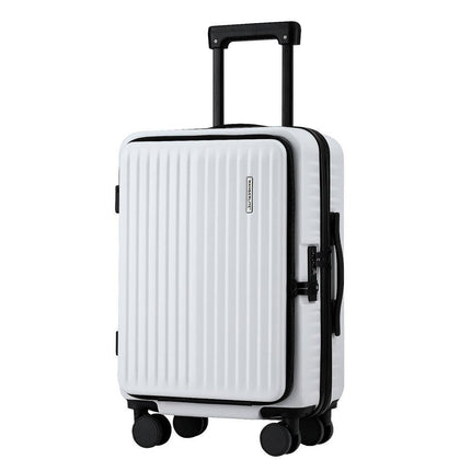 Wanderlite 20" Luggage Suitcase Front Pocket Travel Carry On Dual TSA White.