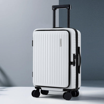 Wanderlite 20" Luggage Suitcase Front Pocket Travel Carry On Dual TSA White.