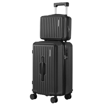 Wanderlite 2pcs Trunk Luggage Suitcase Travel Carry On TSA Lock 12" 20" Black.