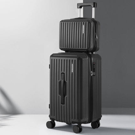 Wanderlite 2pcs Trunk Luggage Suitcase Travel Carry On TSA Lock 12" 20" Black.