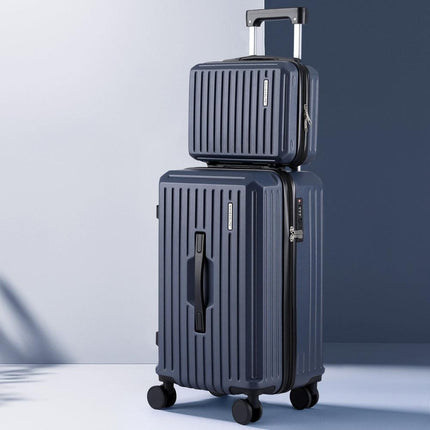 Wanderlite 2pcs Trunk Luggage Suitcase Travel Carry On TSA Lock 12" 20" Navy.