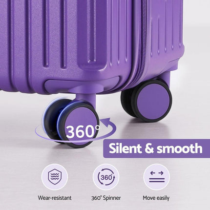 Wanderlite 2pcs Trunk Luggage Suitcase Travel Carry On TSA Lock 12" 20" Purple.