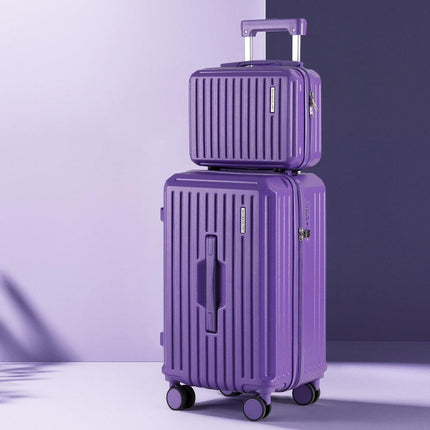 Wanderlite 2pcs Trunk Luggage Suitcase Travel Carry On TSA Lock 12" 20" Purple.