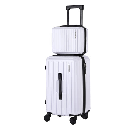 Wanderlite 2pcs Trunk Luggage Suitcase Travel Carry On TSA Lock 12" 20" White.