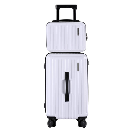 Wanderlite 2pcs Trunk Luggage Suitcase Travel Carry On TSA Lock 12" 20" White.