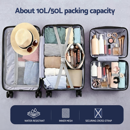 Wanderlite 2pcs Trunk Luggage Suitcase Travel Carry On TSA Lock 12" 20" White.