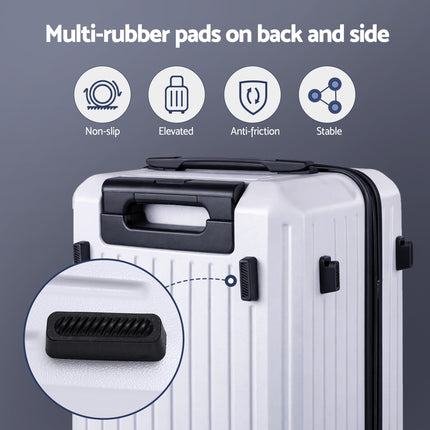 Wanderlite 2pcs Trunk Luggage Suitcase Travel Carry On TSA Lock 12" 20" White.