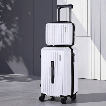 Wanderlite 2pcs Trunk Luggage Suitcase Travel Carry On TSA Lock 12" 20" White.