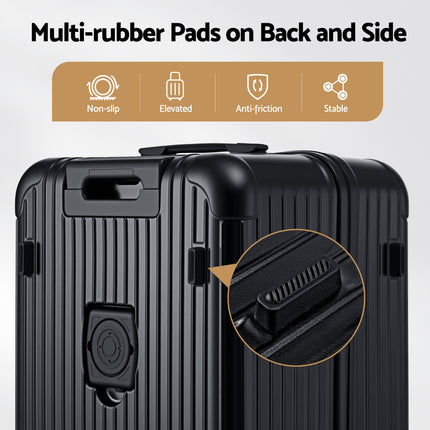 Wanderlite 28" Trunk Luggage Suitcase Travel 5 Wheels Type-C Port TSA Black.