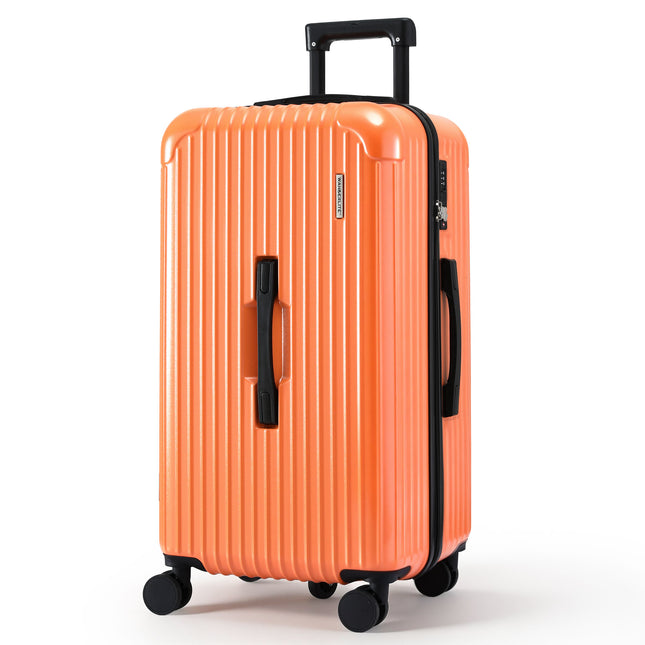Wanderlite 28" Trunk Luggage Suitcase Travel 5 Wheels Type-C Port TSA Orange.