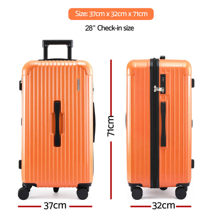 Wanderlite 28" Trunk Luggage Suitcase Travel 5 Wheels Type-C Port TSA Orange.
