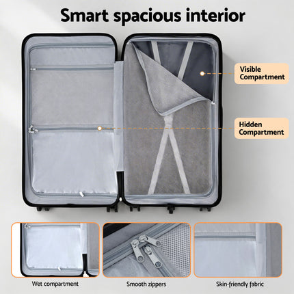 Wanderlite 28" Trunk Luggage Suitcase Travel 5 Wheels Type-C Port TSA Orange.