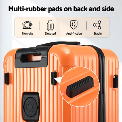Wanderlite 28" Trunk Luggage Suitcase Travel 5 Wheels Type-C Port TSA Orange.