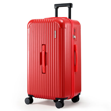 Wanderlite 28" Trunk Luggage Suitcase Travel 5 Wheels Type-C Port TSA Red.