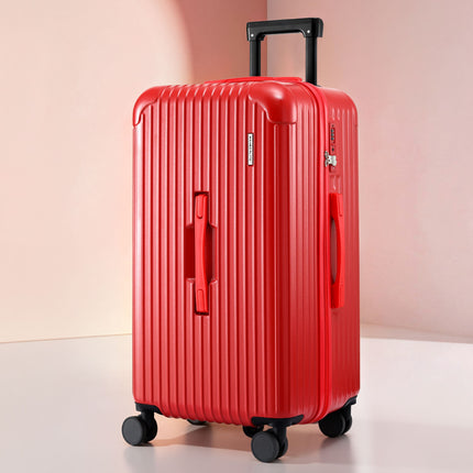 Wanderlite 28" Trunk Luggage Suitcase Travel 5 Wheels Type-C Port TSA Red.