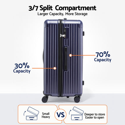 Wanderlite 32" Trunk Luggage Suitcase Travel TSA Type-C 5 Wheels Deep Indigo.
