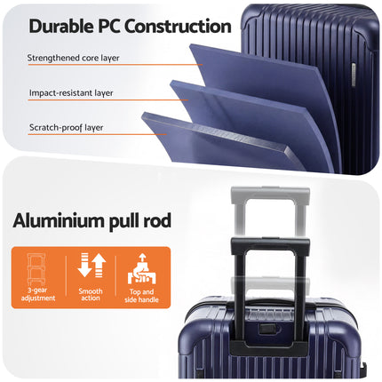 Wanderlite 32" Trunk Luggage Suitcase Travel TSA Type-C 5 Wheels Deep Indigo.