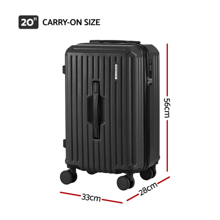 Wanderlite 20" Trunk Luggage Suitcase Travel Carry On TSA Lock Black.