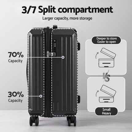 Wanderlite 20" Trunk Luggage Suitcase Travel Carry On TSA Lock Black.