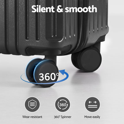 Wanderlite 20" Trunk Luggage Suitcase Travel Carry On TSA Lock Black.