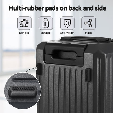Wanderlite 20" Trunk Luggage Suitcase Travel Carry On TSA Lock Black.