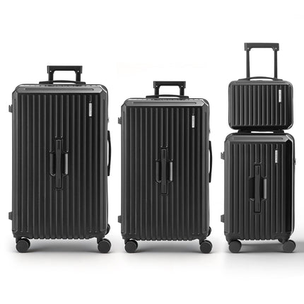 Wanderlite 4pcs Trunk Luggage Suitcase Set Travel Carry On TSA Lock Black.