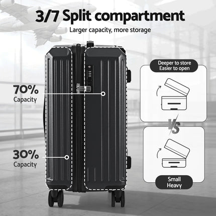 Wanderlite 4pcs Trunk Luggage Suitcase Set Travel Carry On TSA Lock Black.