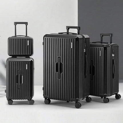 Wanderlite 4pcs Trunk Luggage Suitcase Set Travel Carry On TSA Lock Black.