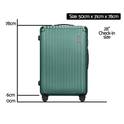 Wanderlite 28'' Luggage Travel Suitcase Set TSA Carry On Hard Case Green.