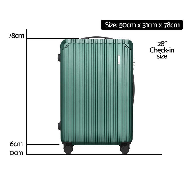 Wanderlite 28'' Luggage Travel Suitcase Set TSA Carry On Hard Case Green.