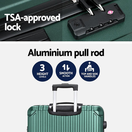 Wanderlite 28'' Luggage Travel Suitcase Set TSA Carry On Hard Case Green.