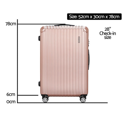 Wanderlite 28-inch Luggage Set with TSA Lock�ABS Hard Shell Travel Suitcase Organiser Luggage Case Rose Gold.