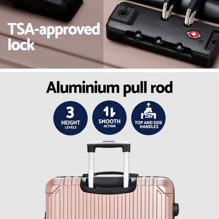 Wanderlite 28-inch Luggage Set with TSA Lock�ABS Hard Shell Travel Suitcase Organiser Luggage Case Rose Gold.