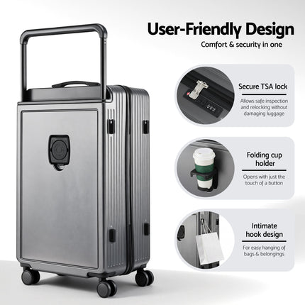 Wanderlite 28" Wide Handle Luggage Suitcase Travel TSA Lock Anthracite Grey.