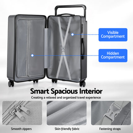Wanderlite 28" Wide Handle Luggage Suitcase Travel TSA Lock Anthracite Grey.
