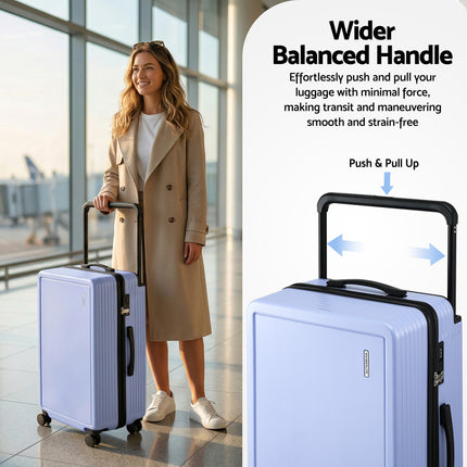 Wanderlite 28" Wide Handle Luggage Suitcase Travel TSA Lock Light Blue.