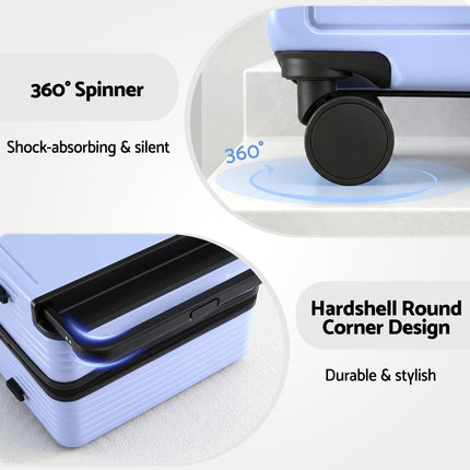 Wanderlite 28" Wide Handle Luggage Suitcase Travel TSA Lock Light Blue.