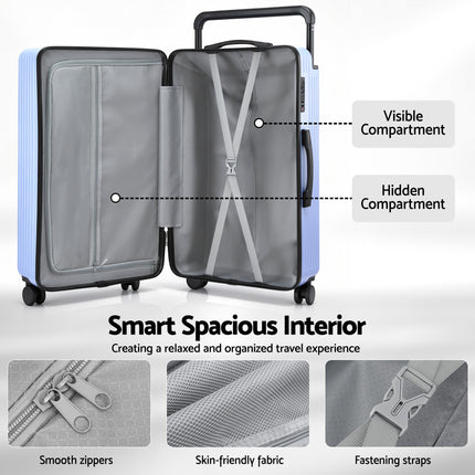 Wanderlite 28" Wide Handle Luggage Suitcase Travel TSA Lock Light Blue.