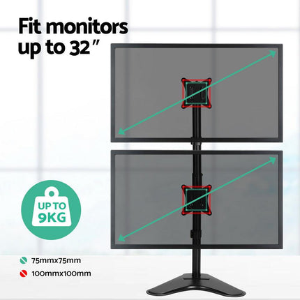 Artiss Monitor Arm Stand Dual Mount HD LED TV Bracket Holder Freestanding.