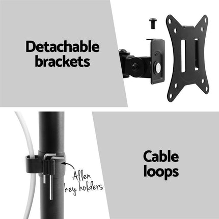 Artiss Monitor Arm Stand Dual Mount HD LED TV Bracket Holder Freestanding.