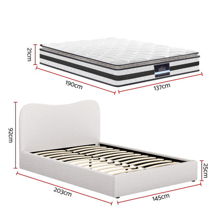 Giselle 21cm Bonnell Pillow Top Mattress Artiss Double Boucle Bed Frame Set