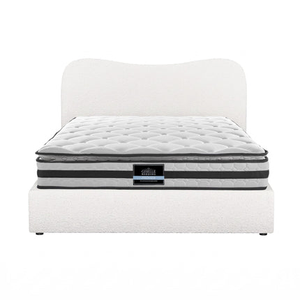 Giselle 21cm Bonnell Pillow Top Mattress Artiss Double Boucle Bed Frame Set